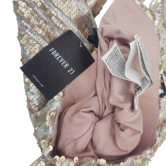 F21 Disco Sequine Bell Bottom Pants-M-Gold Silver Sparkle-Rave-70s-Halloween-NWT - Picture 10 of 13